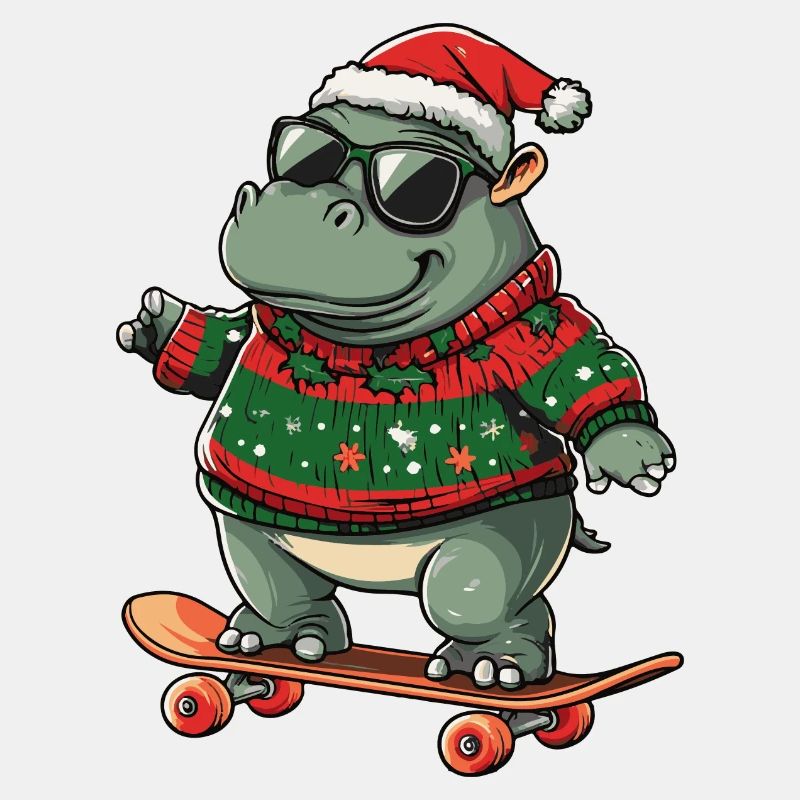 Nilpferd Weihnachten Lustig