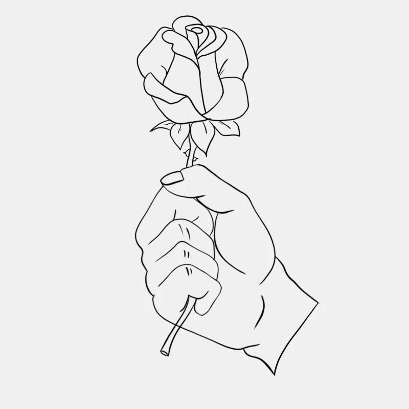 Rose in einer Hand