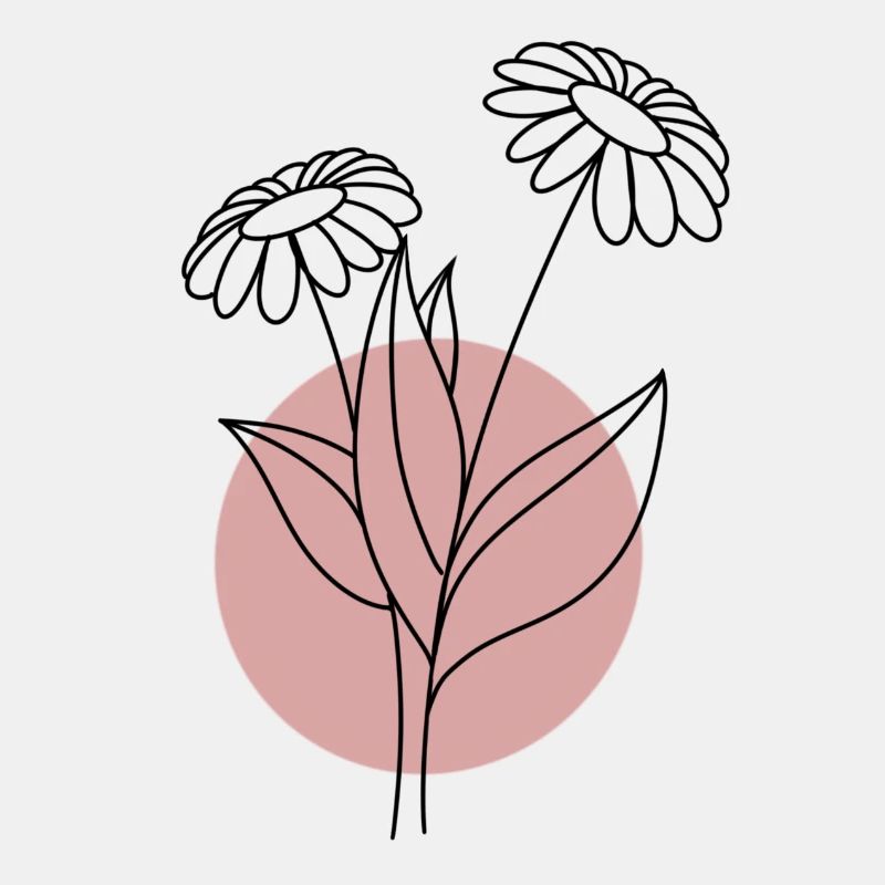 Fleur avec cercle rose