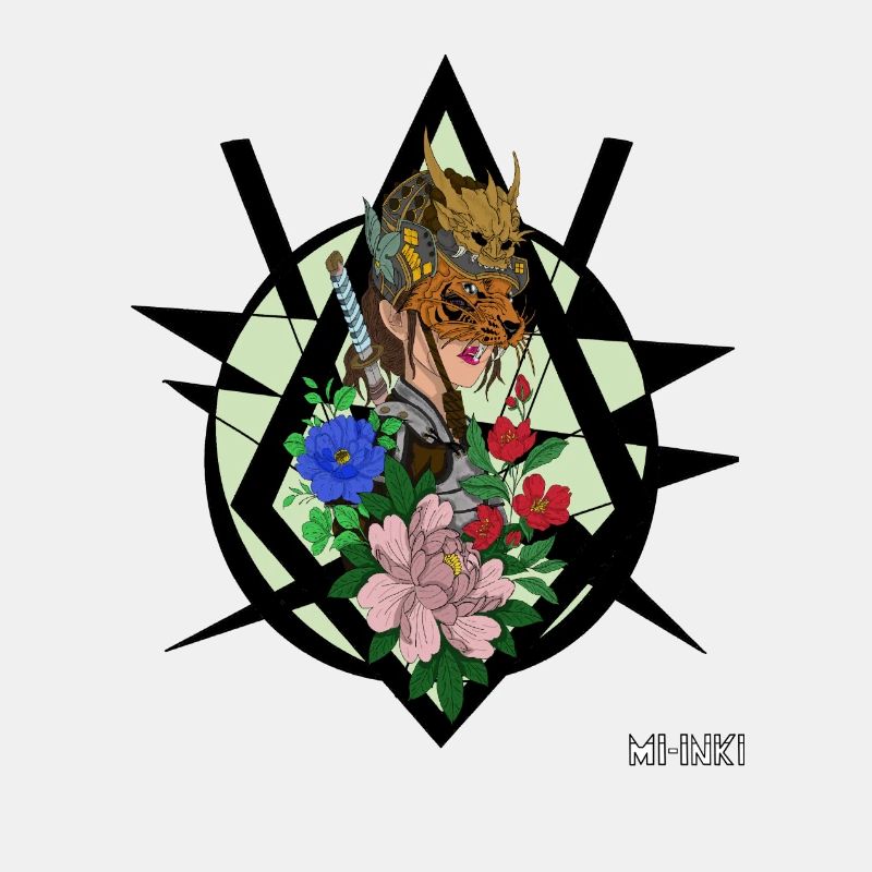 Kriegerin im blumenfeld