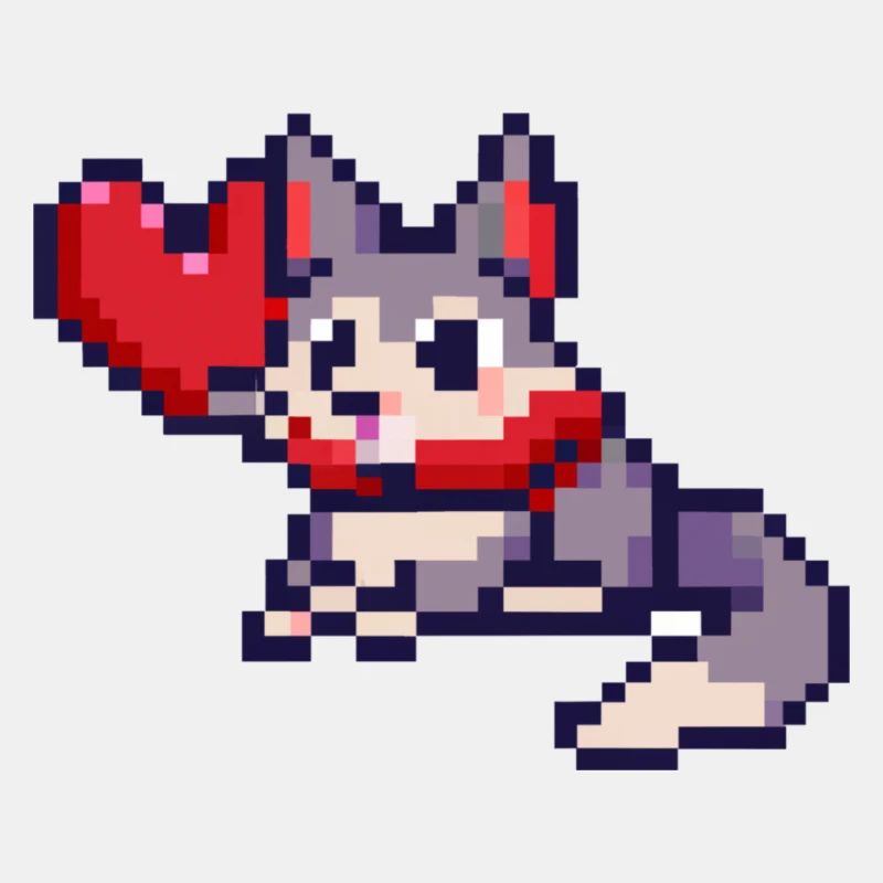 Pixelart Cat with Heart