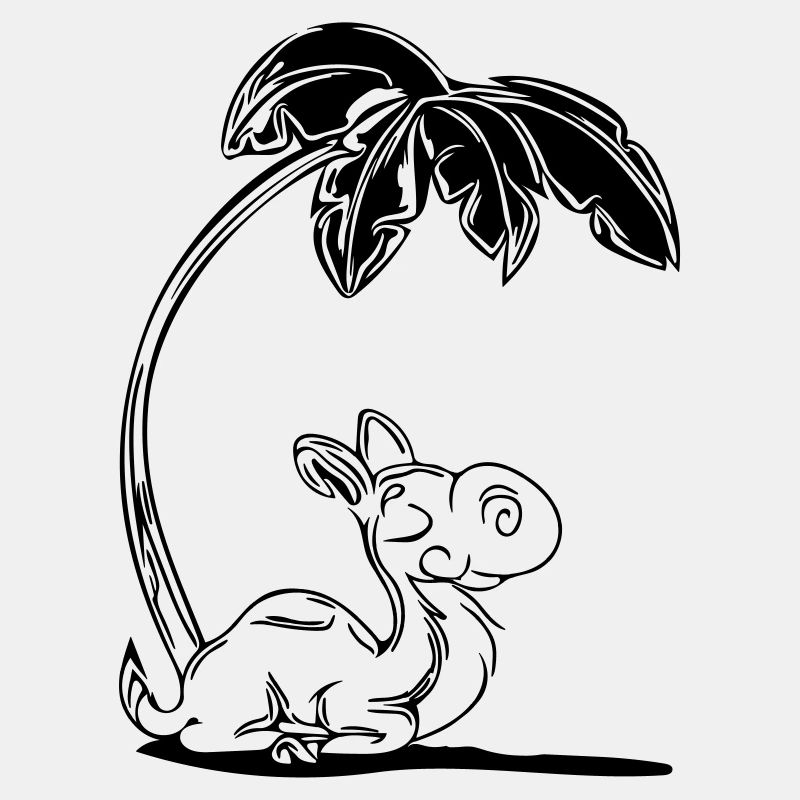 Süsses Kamel unter einer Palme