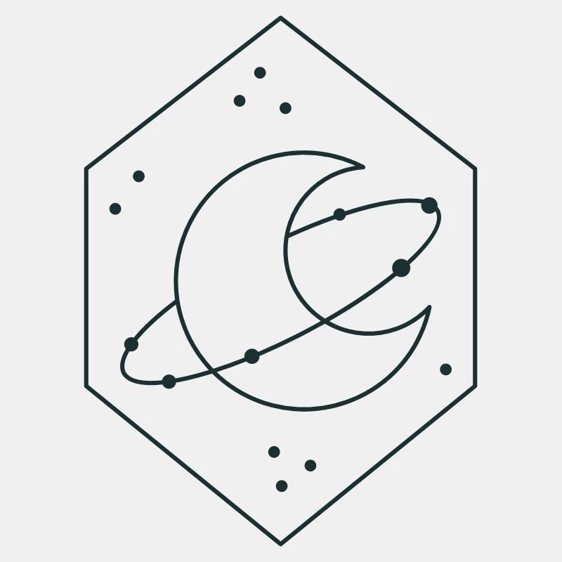 Diamond crescent moon with orbit