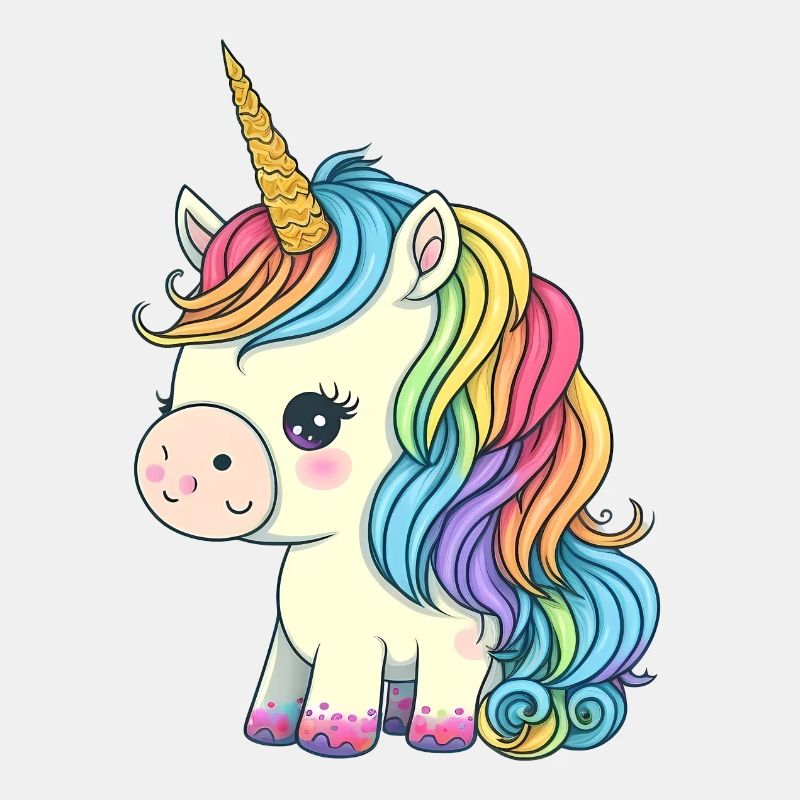 00246 süßes Baby Einhorn mit Regenbogenmähne