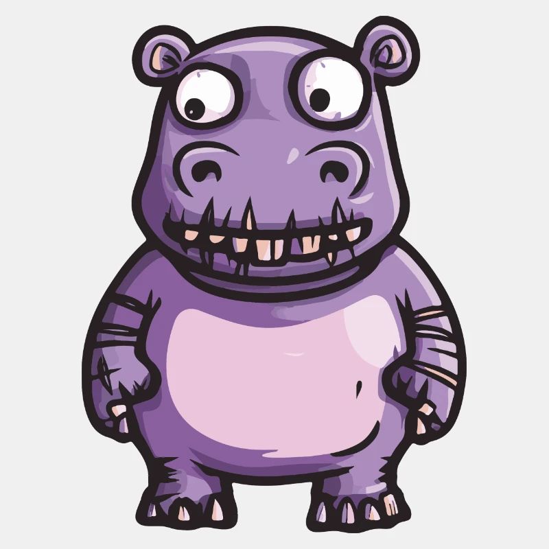 Nilpferd Halloween Comic Lustig