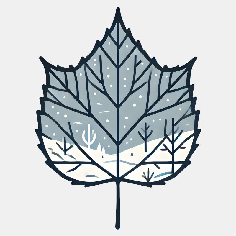 Blatt mit Winterlandschaft