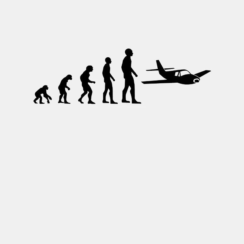 Evolution flugzeug mann humor ulm geschenkidee