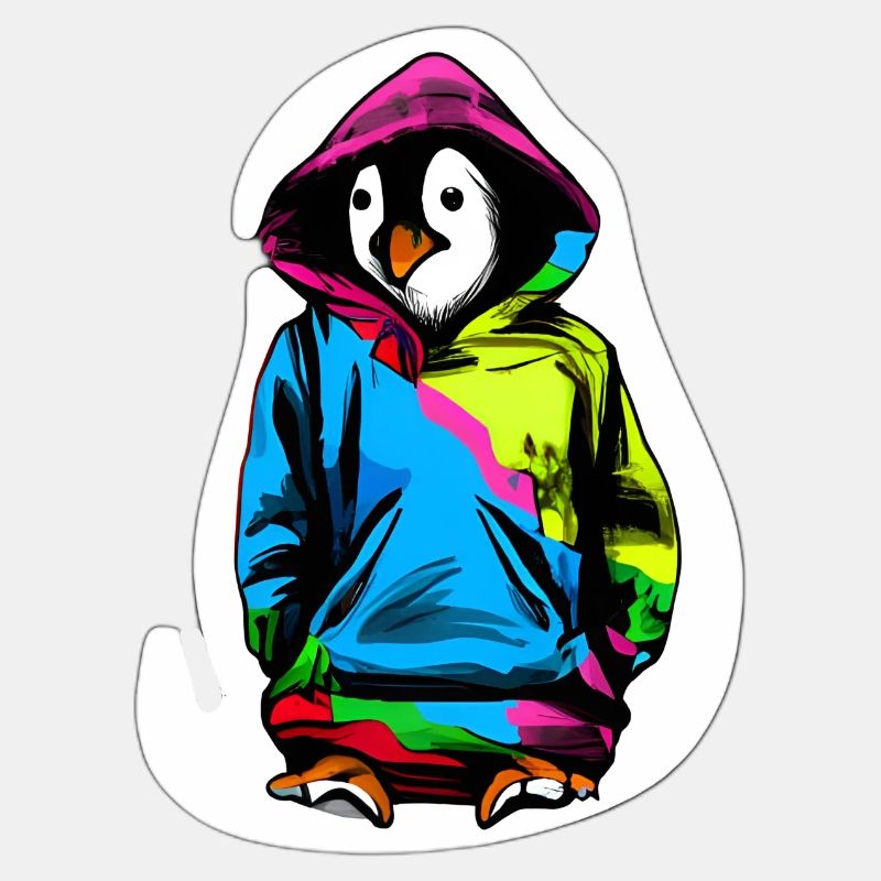 Pingouin mignon avec pull coloré