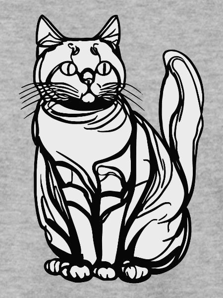 Einzeilige sitzende Katze