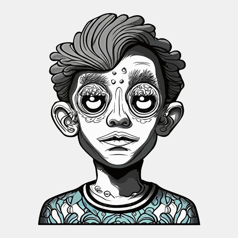 Psychedelisches mysteriöses Kindergesicht