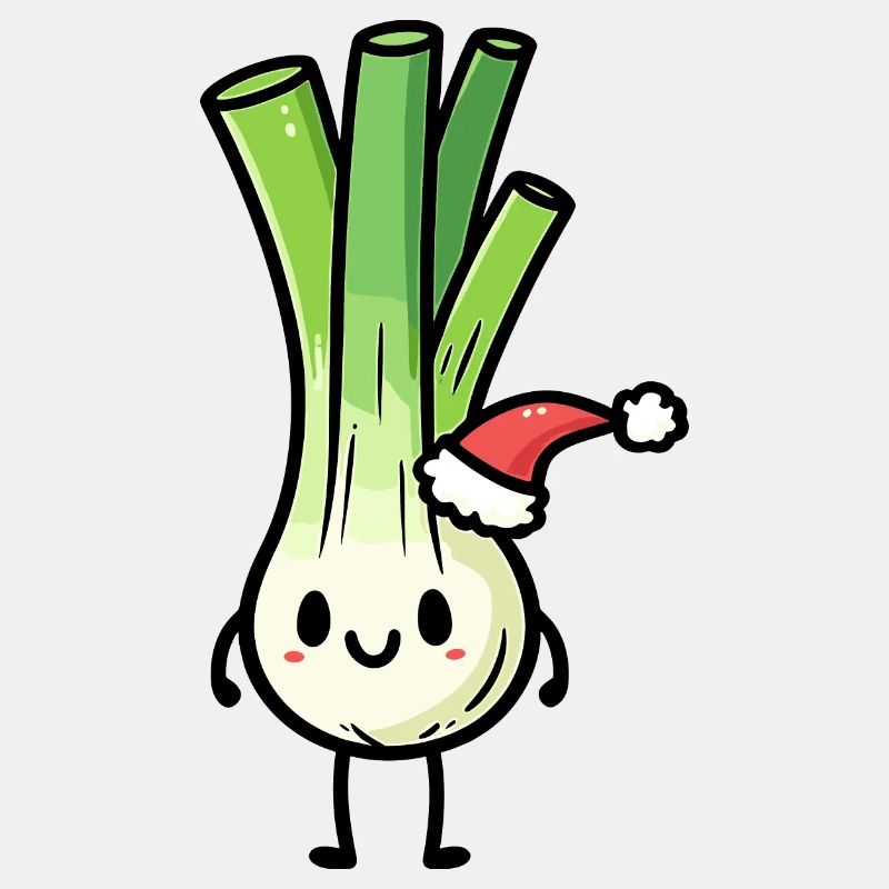 Kawaii Lauch mit Weihnachtsmütze