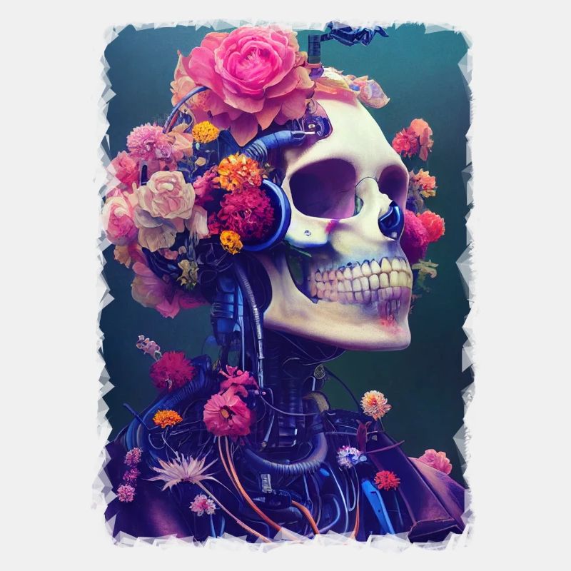 Fusion des fleurs et du crâne