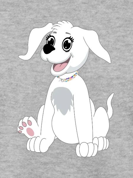 Hund sitzend - weiß
