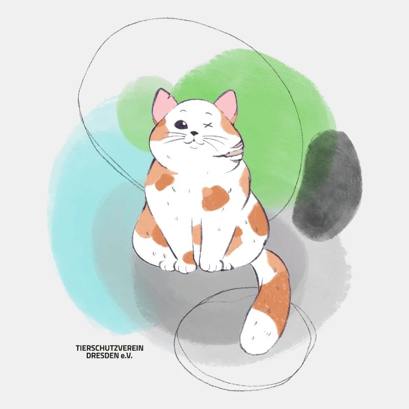 🐾 Rot-Weiße Katze 🐈 Grün Blau
