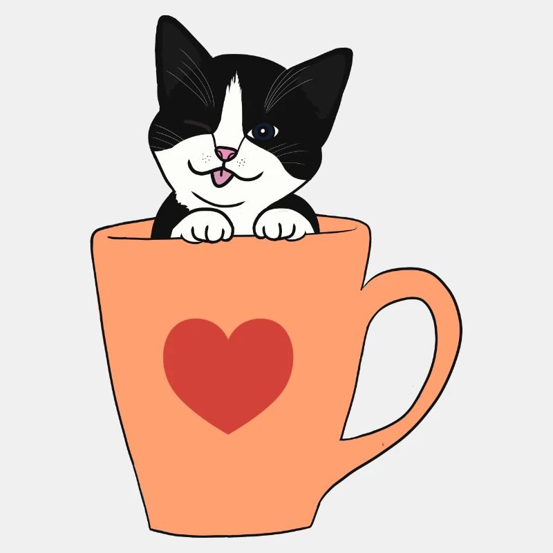 Schwarz-weißer Katzenaufkleber