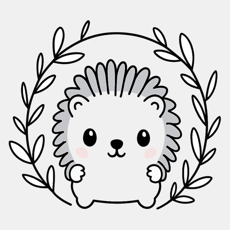Süßer Igel im Blätterkranz