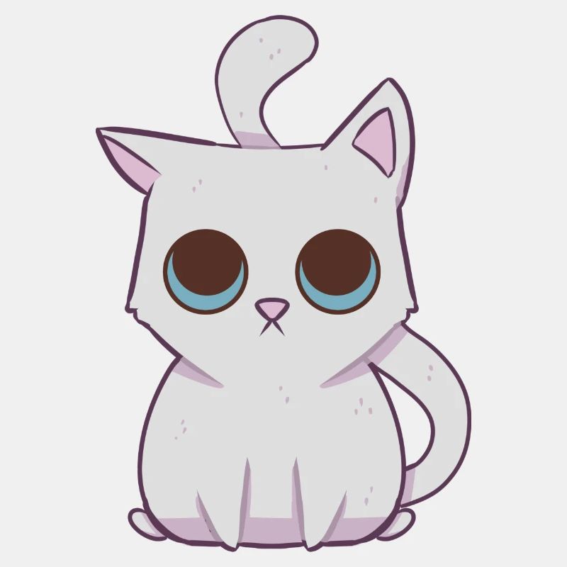 Weißes Kawaii-Kätzchen