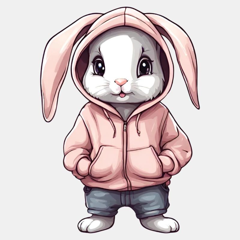 Lapin mignon avec pull hoddie
