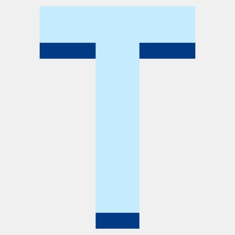 Letter t blue pop and modern