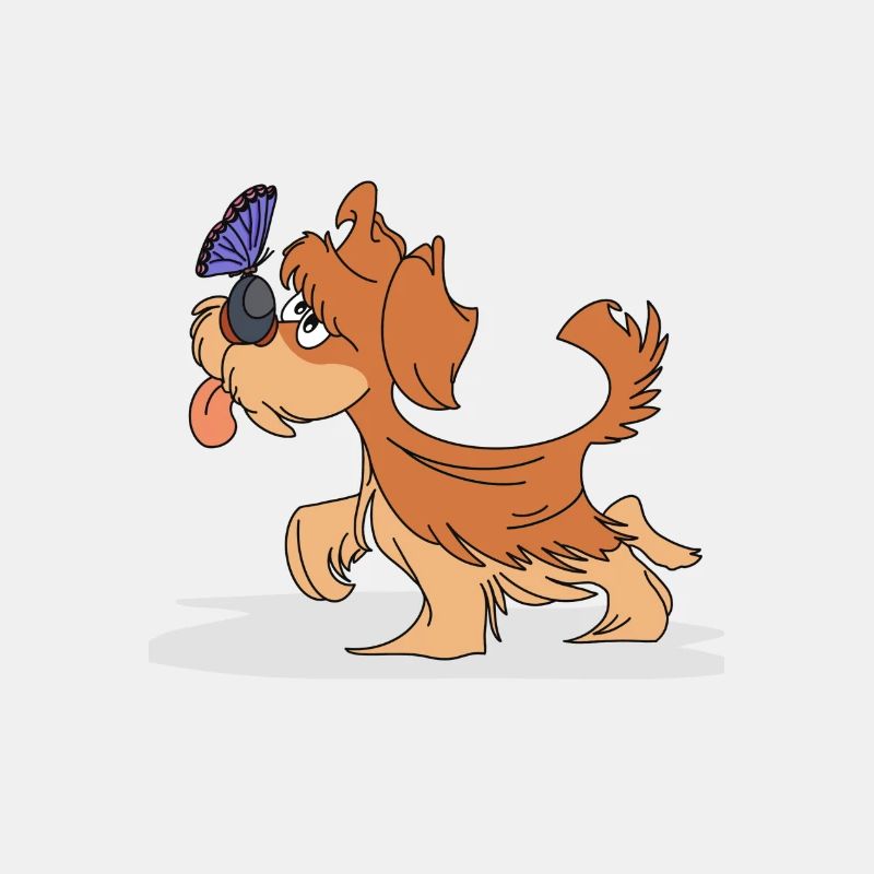 Hund mit Schmetterling