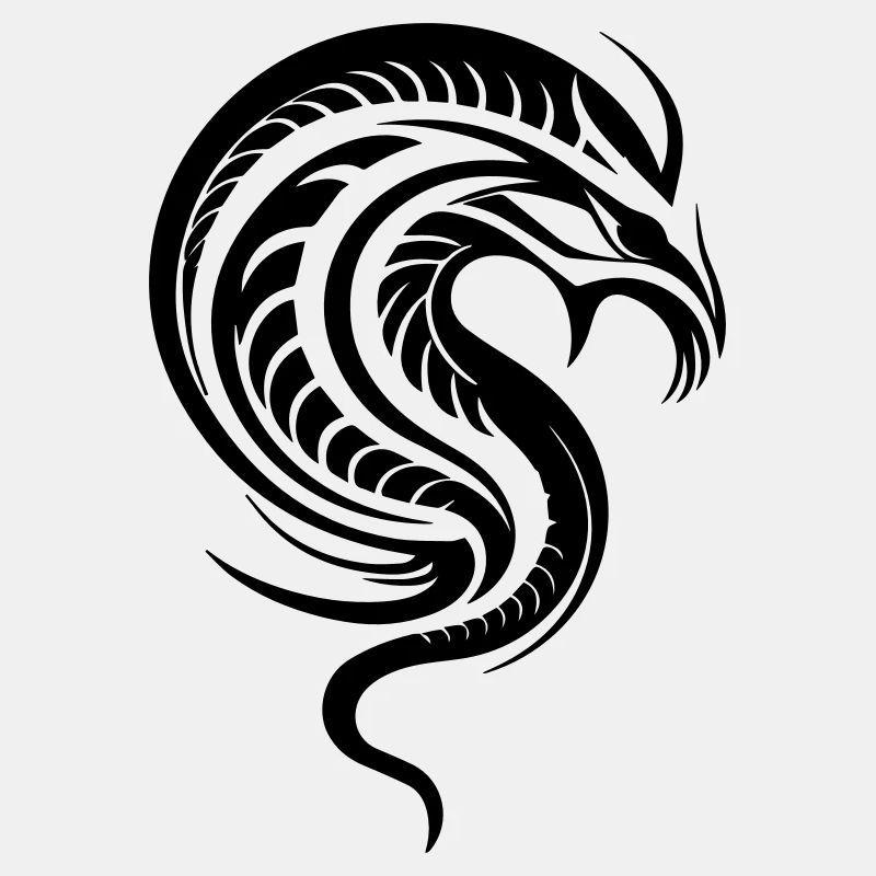 Dragon à tête de serpent dans un style tribal