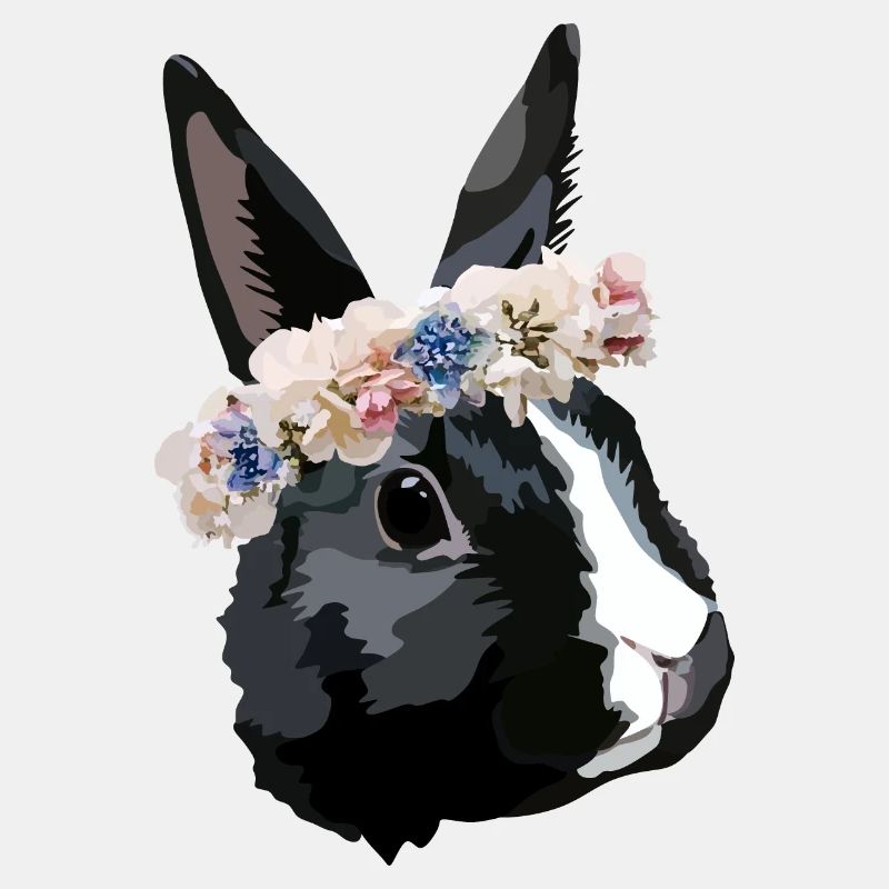kaninchen mit Blumenkranz