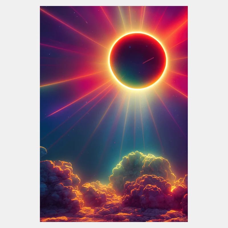 Solar eclipse with rainbow colors