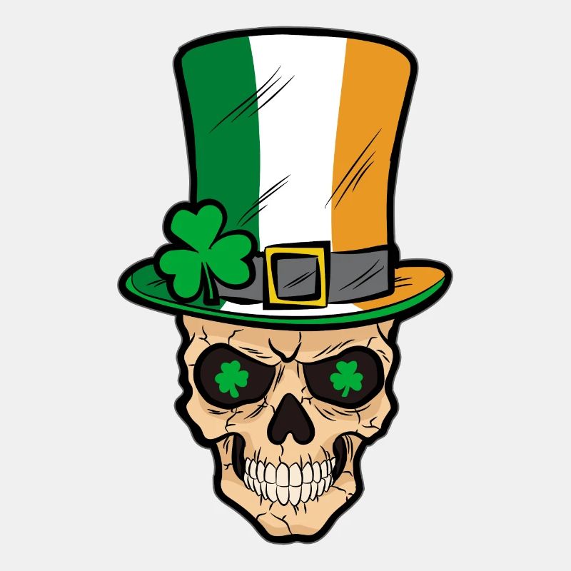 Irish Skull Ireland Shamrock Comic
