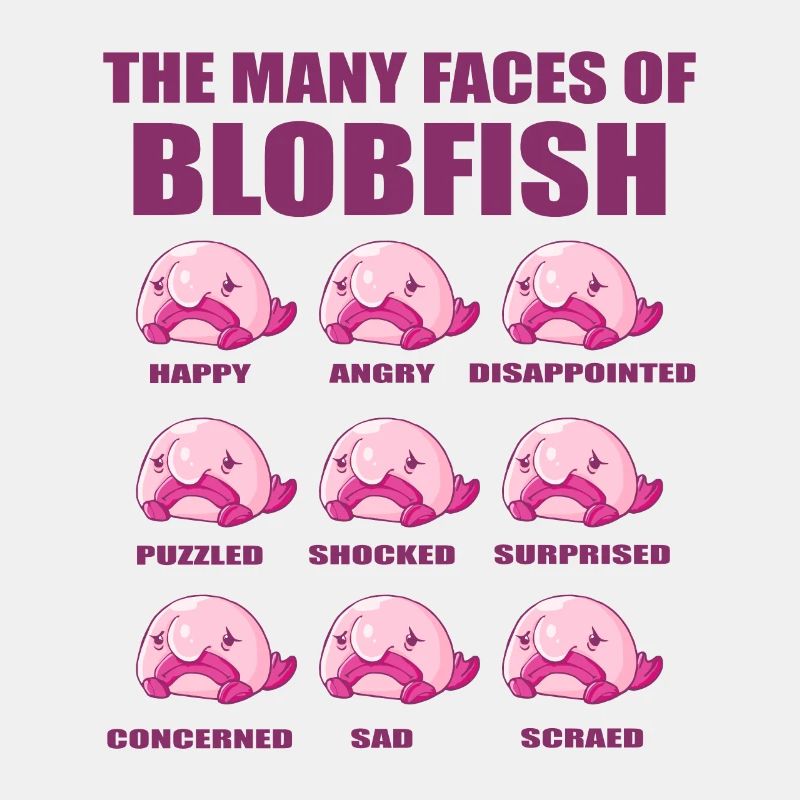 Costume de Blobfish - Visage de poisson Blob laid -