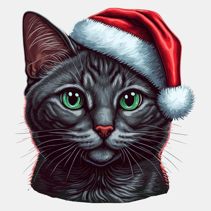 Superbe œuvre d’art numérique de chaton de Noël, le