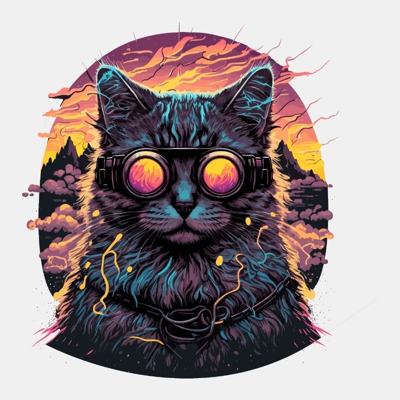 Vaporwave Cat Illustration