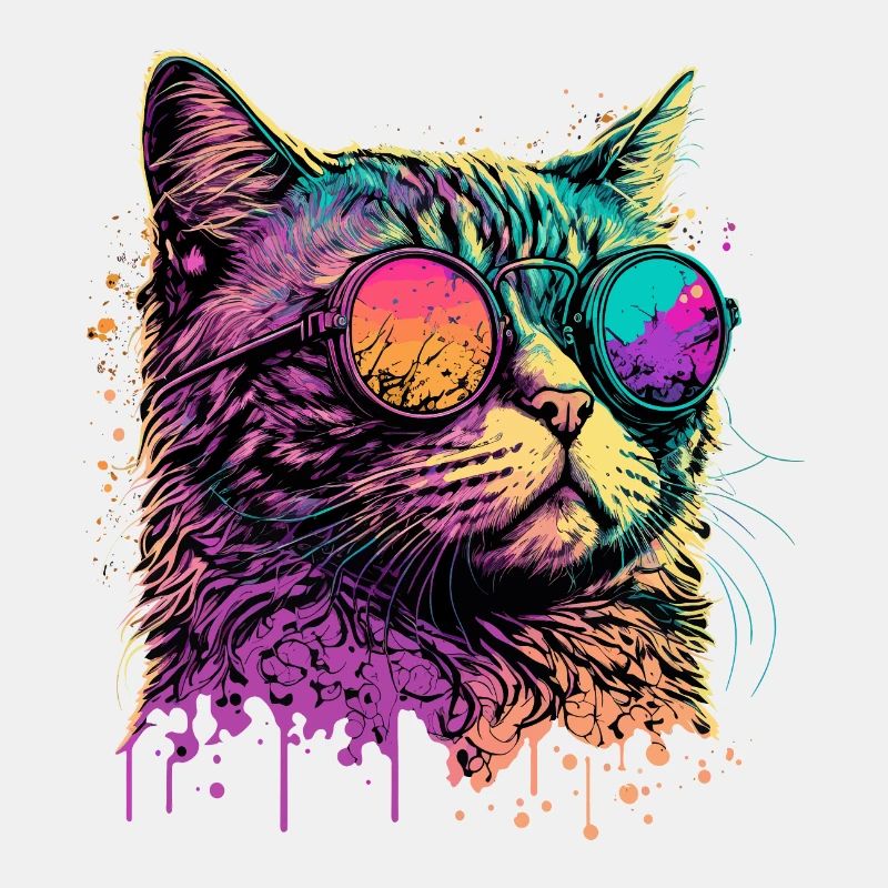 Neonkatze mit Sonnenbrille