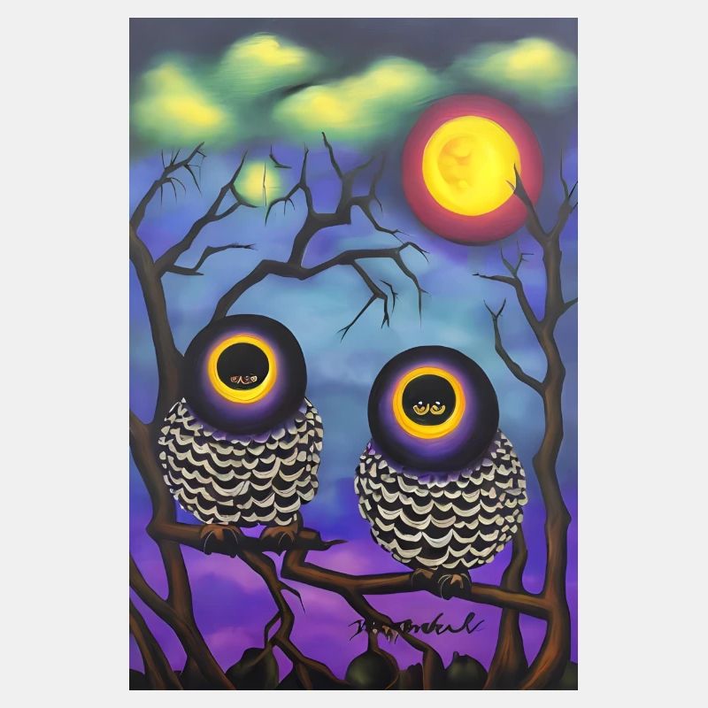 Eulen im Mond