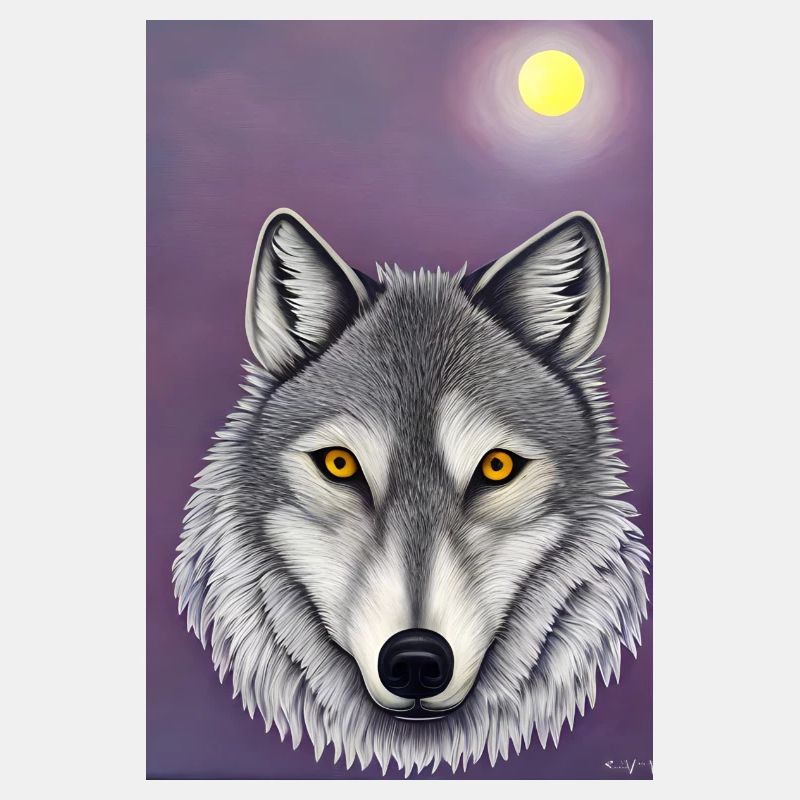Wolf unter Mond