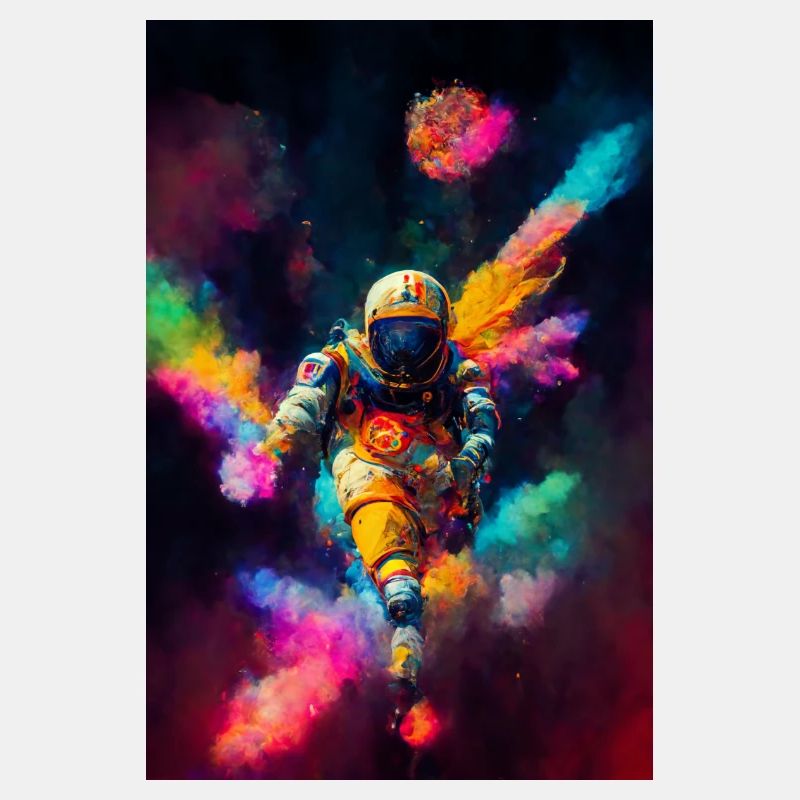 Astronaut im bunten All