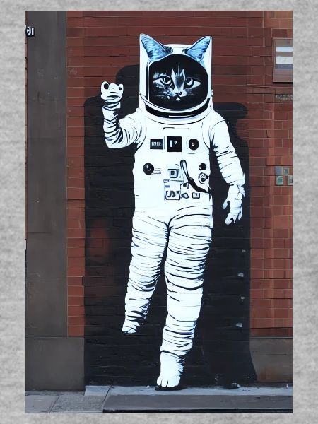 Astronautenkatze im Bansky-Stil