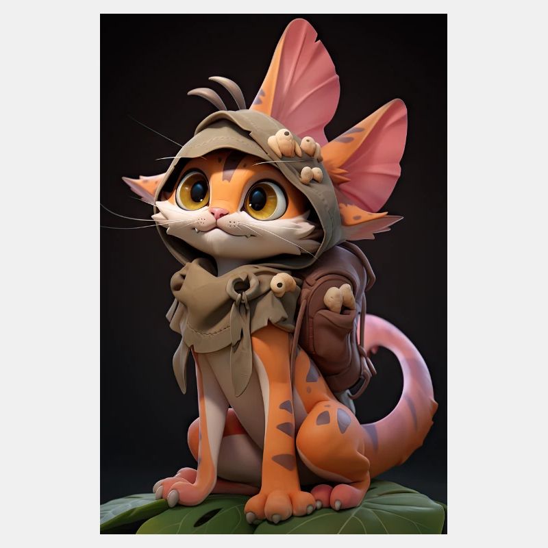 Dino Kitty : Adorable dessin d’un chat cosplay