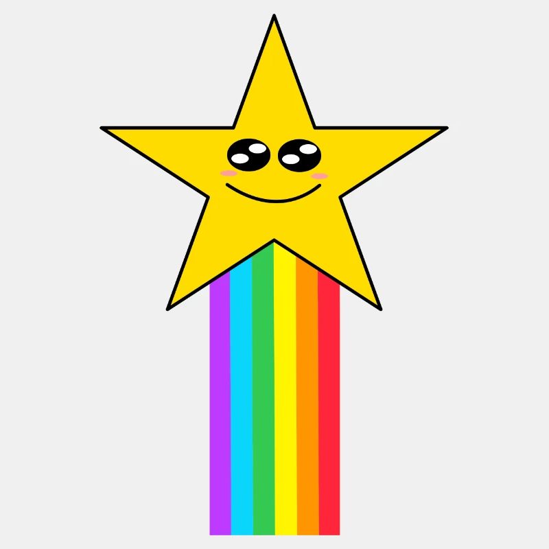 Kawaii Stern mit Regenbogen