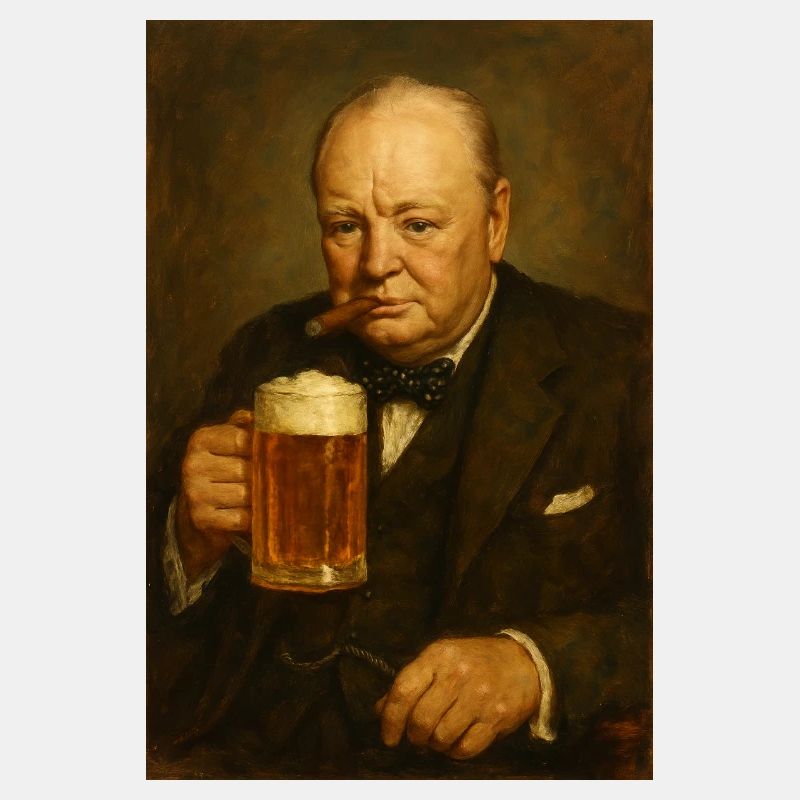 Churchill + Bier + Zigarre