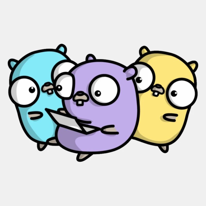 Drei niedliche Gopher beim Pair Programming