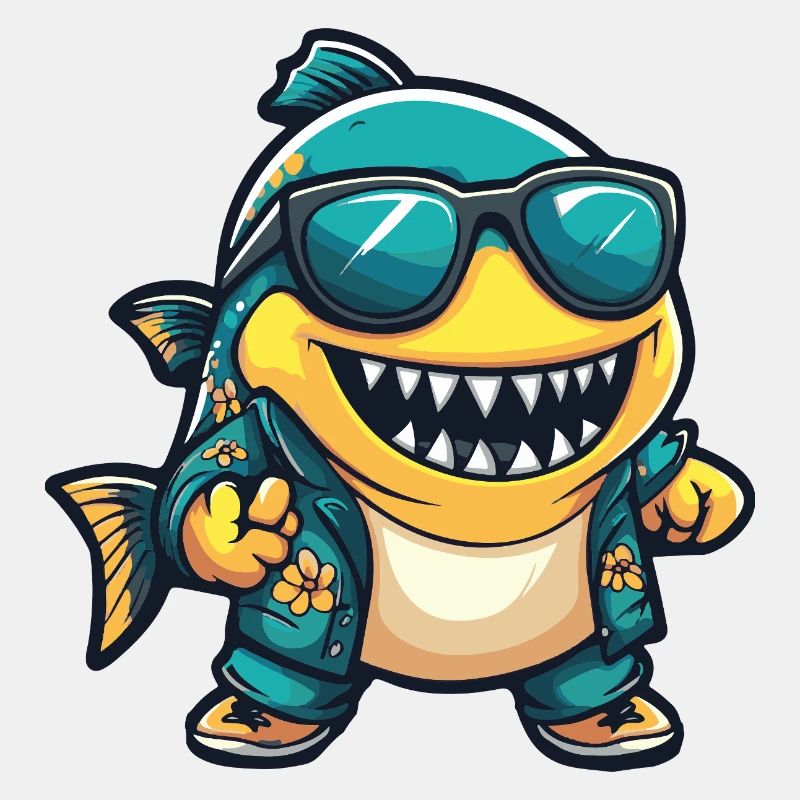 Piranha Fisch Comic Urlaub