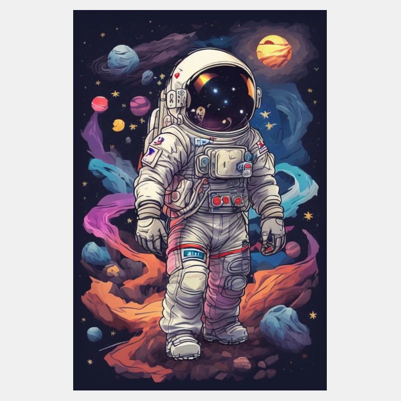 retro illustrations austronaut space