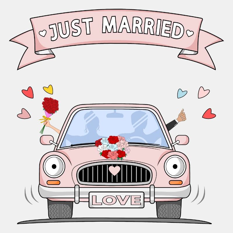 Just married Hochzeitsauto Rosa