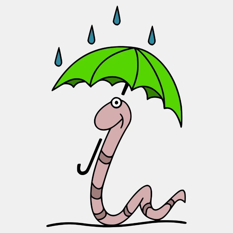 Wurm mit Regenschirm