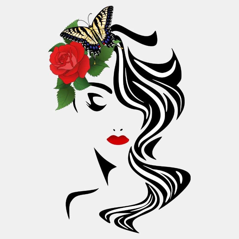Visage avec papillon et rose