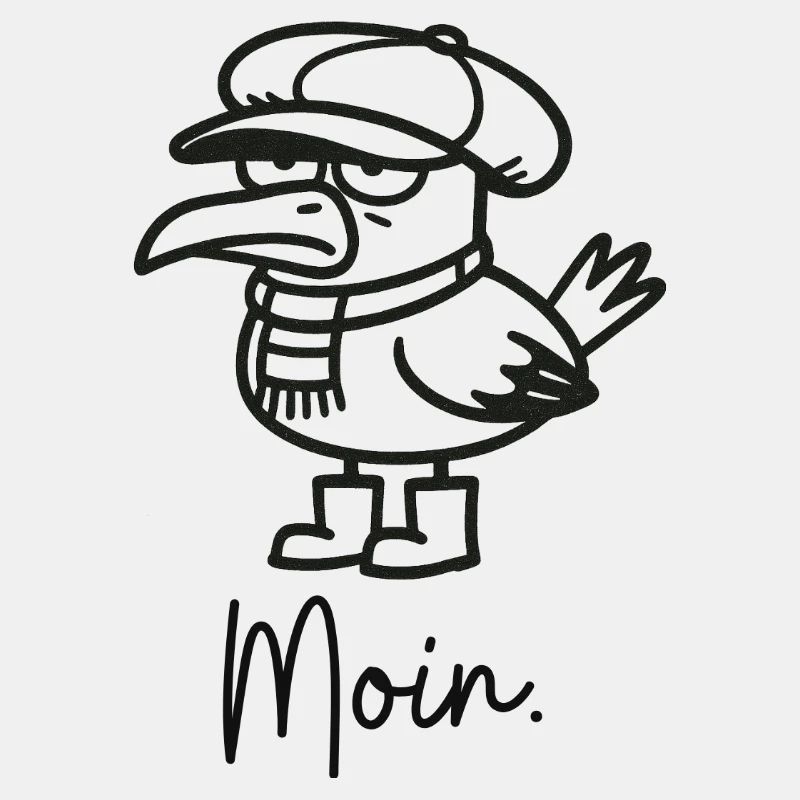 mouette avec casquette et moin