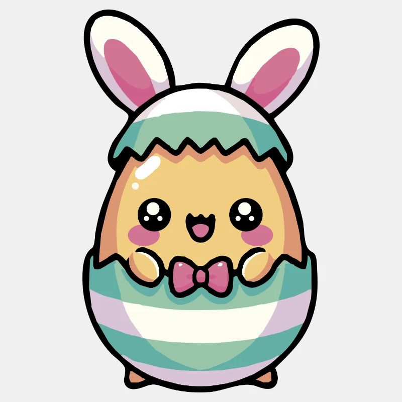 Niedlicher Chibi-Osterhase im Ei