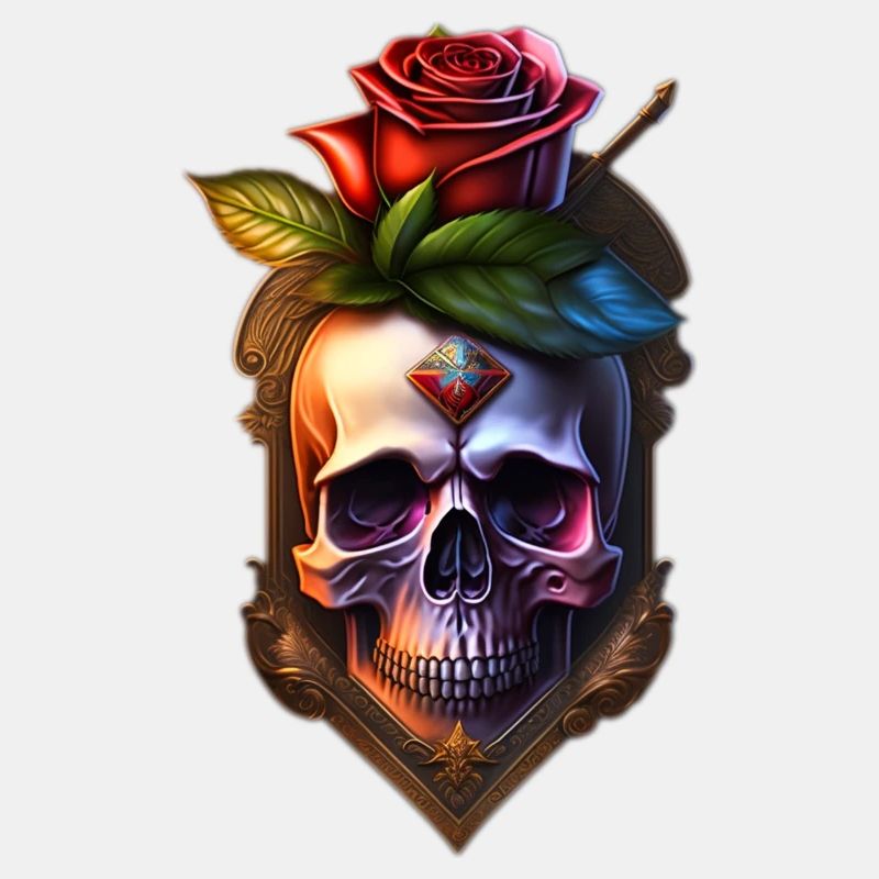 Totenkopf mit Rose