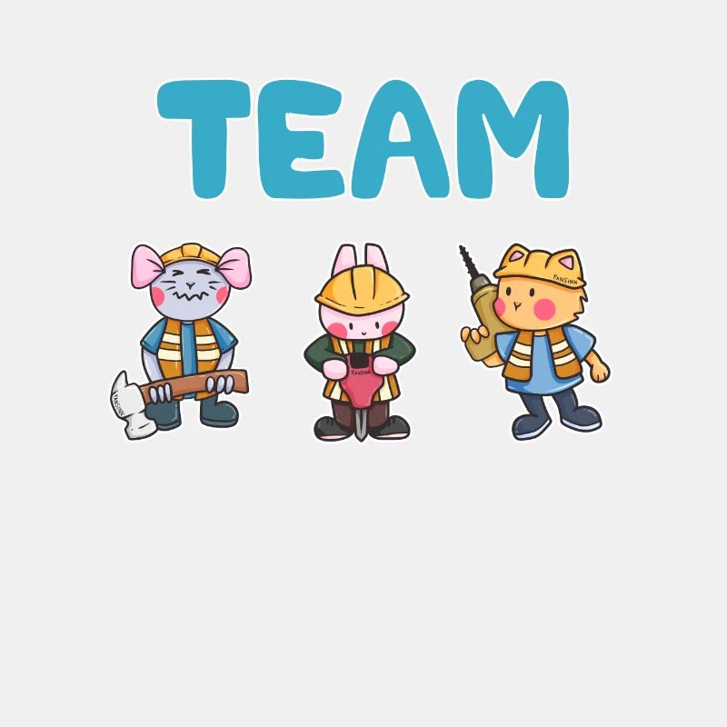 Team construction site worker mouse hare cat gift