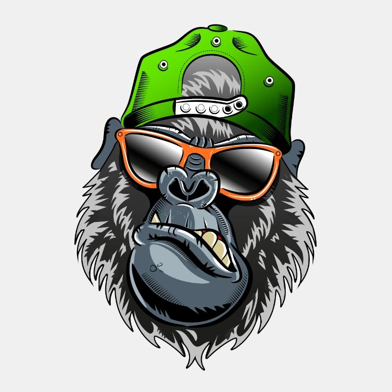 Gorilla oder Affe mit Baseball Kappe, Sonnenbrille